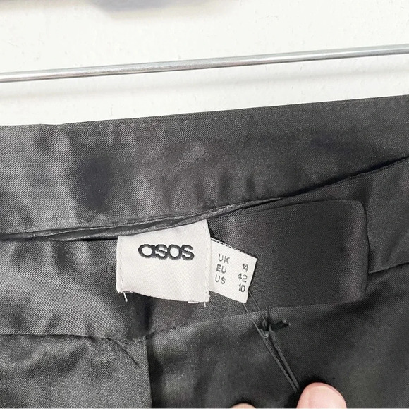 NWT Asos Women’s Satin Split-Hem Mid-Rise Straight-Leg Size 10 Waist 33” - Picture 7 of 11
